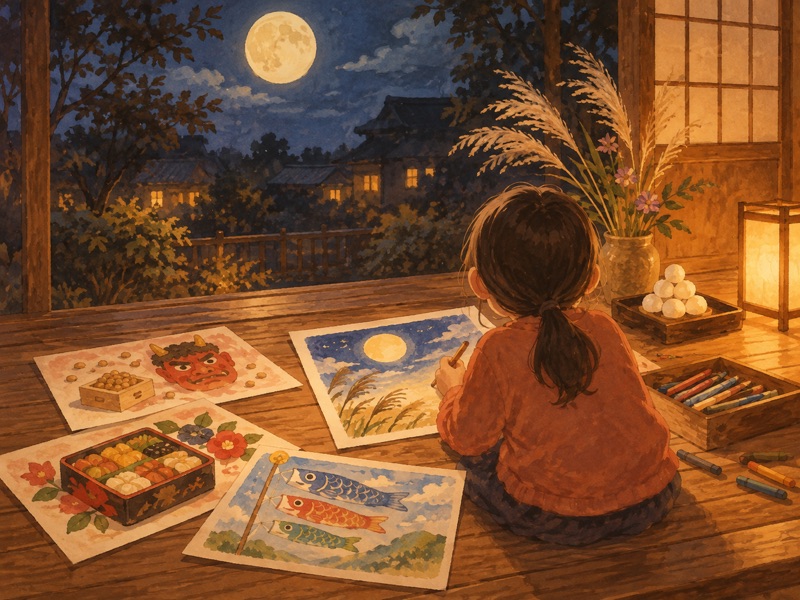 季節の行事を描いた絵と文の絵