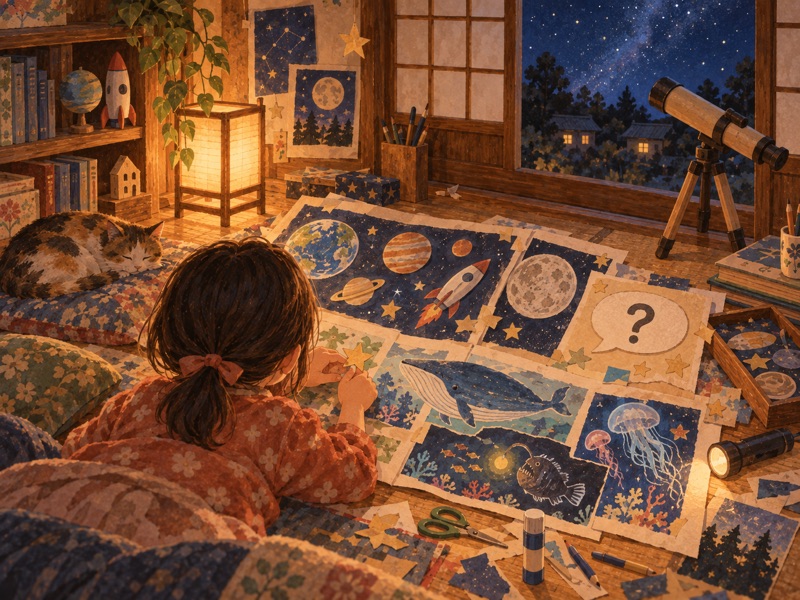 問いと調べたことをまとめた図鑑の絵