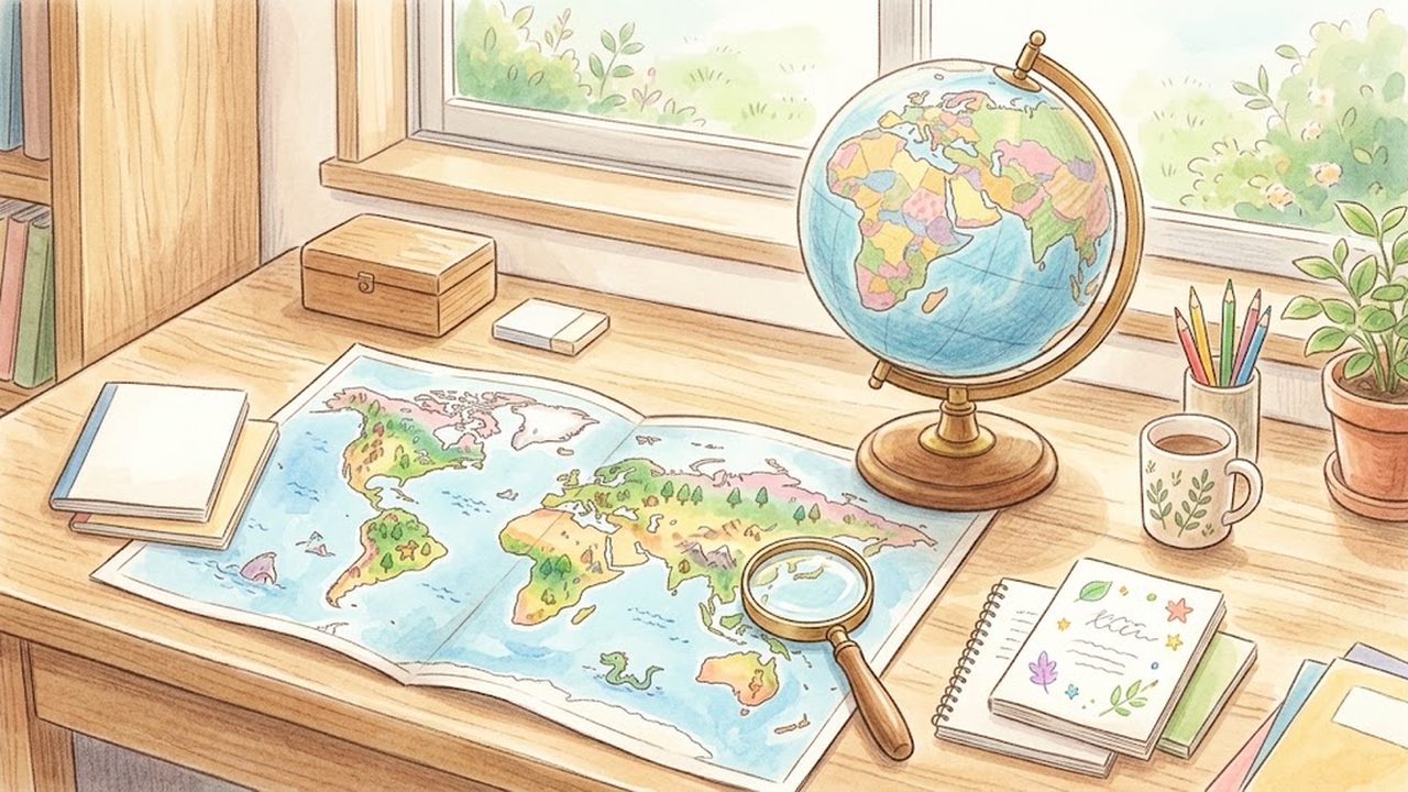 中学1年の社会（地理）｜地球儀と世界地図の特色・緯度と経度による位置と時差