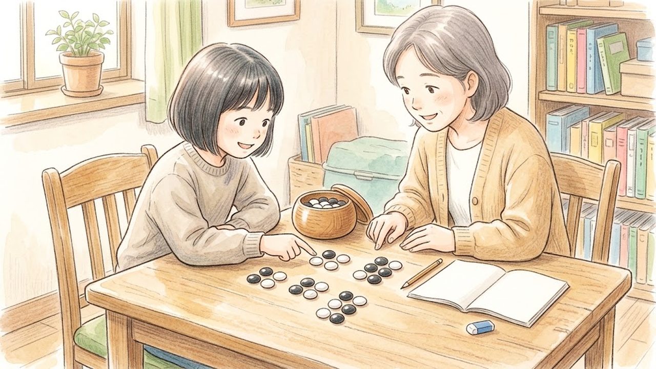 偶数と奇数の教え方｜家庭でおはじきのペア分けを使って整数の性質を確かめる手描き風イラスト
