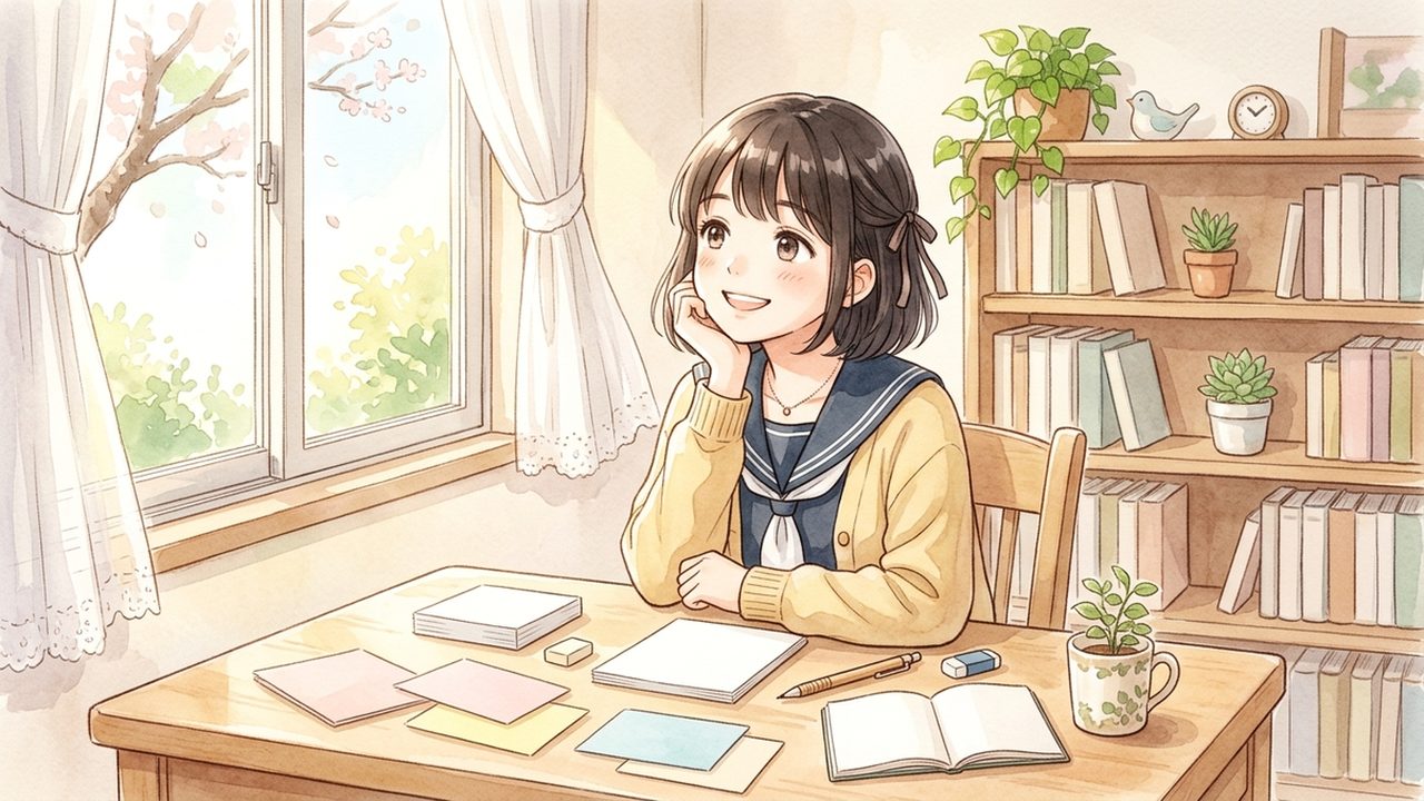 中学1年の国語｜書く題材と材料を選ぶの学びを整理する共通イメージ