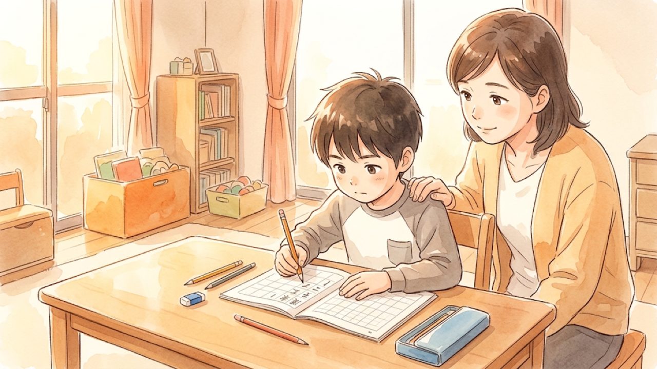 小学1・2年の漢字の教え方｜家庭で学年に応じた漢字の読み書きと文の中での使い方を整理する手描き風イラスト