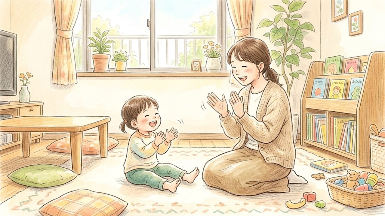 歌唱の教え方｜家庭で手拍子や体の動きをつけて曲想を感じて歌う手順の手描き風イラスト