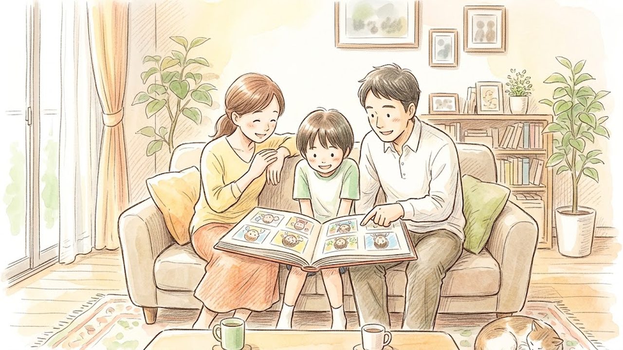 家庭生活と自分の役割の工夫の教え方｜家庭で家族の仕事と自分の役割を見直す手描き風イラスト