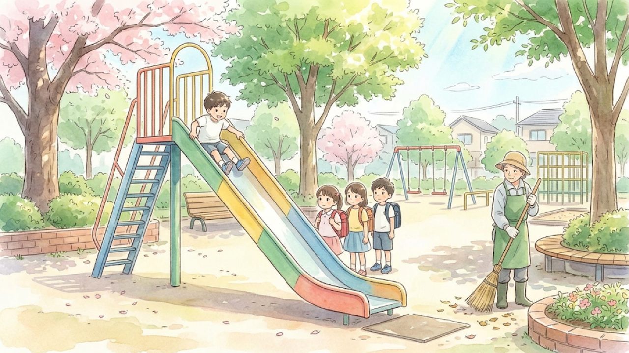 公共施設や公共物を大切に利用する教え方｜公園や図書館でみんなで使うものの良さや支える人々に気づくイラスト