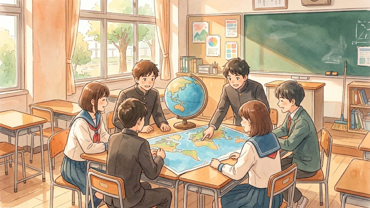 世界の地域差の教え方｜家庭で各州の人々の生活や地球的課題の地域的特色を整理する手描き風イラスト