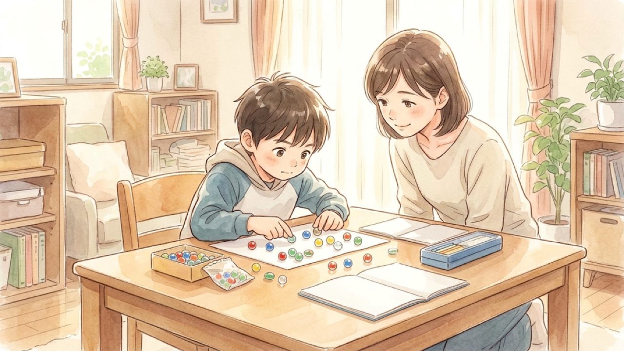 小学1年の足し算と引き算の教え方｜具体物やブロックを使って加法と減法の意味を理解する手描き風イラスト