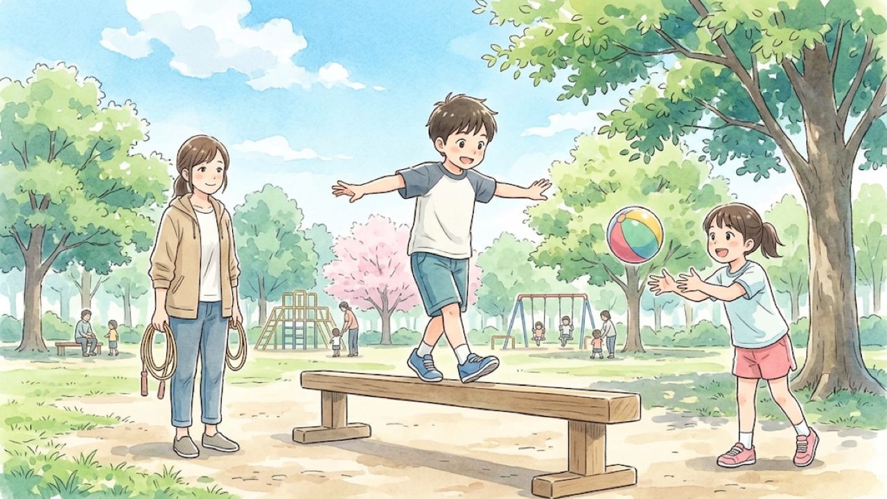 小学1・2年の体育の教え方｜多様な動きをつくる運動遊びでバランスや移動の動きを促すイラスト
