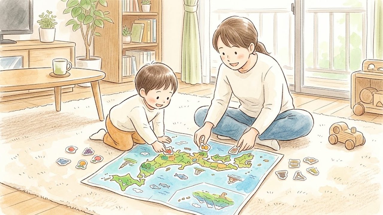 都道府県の教え方｜家庭で日本地図パズルや地方区分を使って47都道府県を楽しく覚える手描き風イラスト