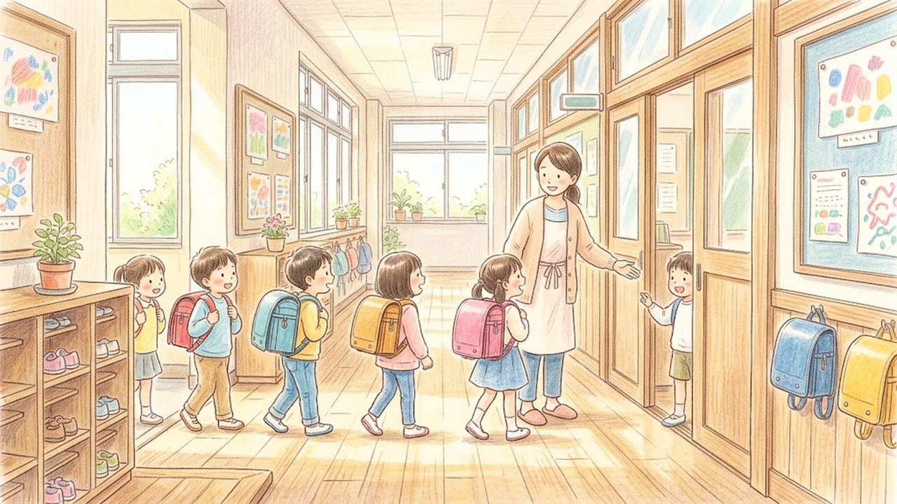 通学路と学校探検の教え方｜家庭で通学路マップを描き安全のポイントを確かめる手順の手描き風イラスト