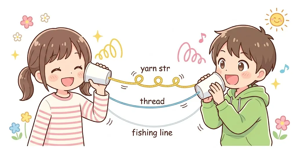 紙コップ糸電話の音を比べる