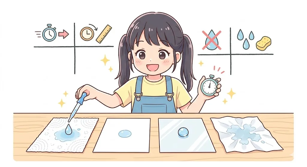 紙の厚さと吸水性を比べる