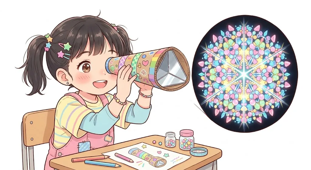 手作り万華鏡で光の反射を調べる