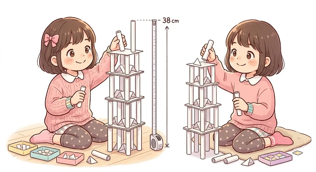 紙の塔を高く作る