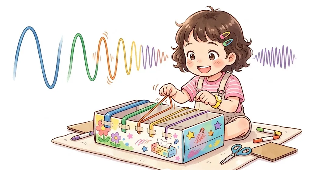 手作り楽器で音の高さを比べる
