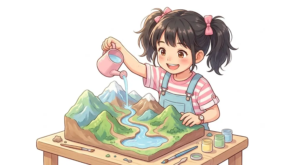 紙粘土で地形模型を作る