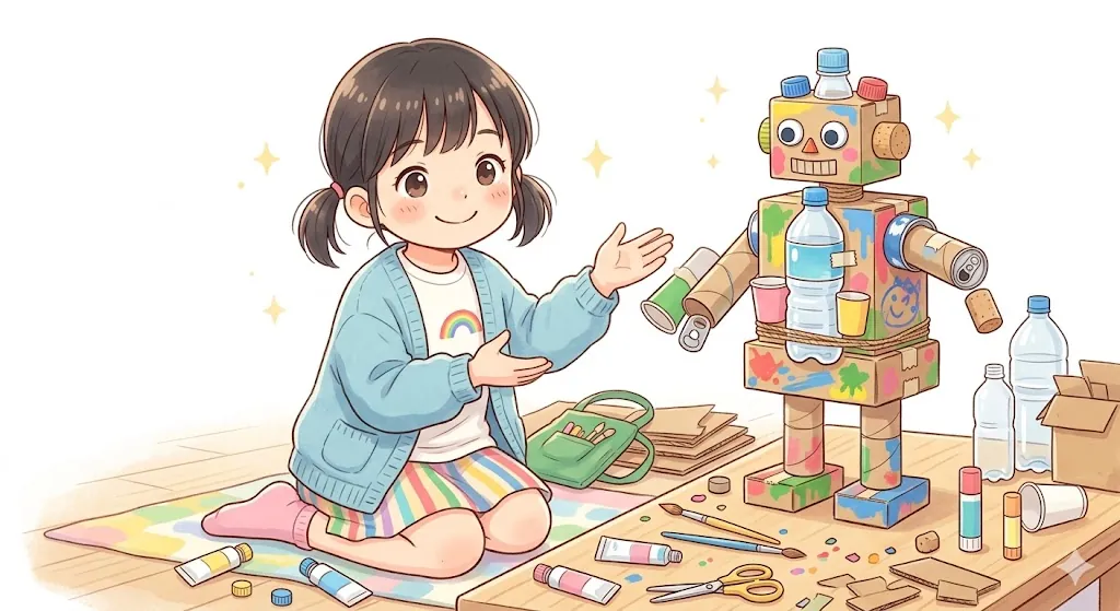 リサイクル素材でアート作品を作る
