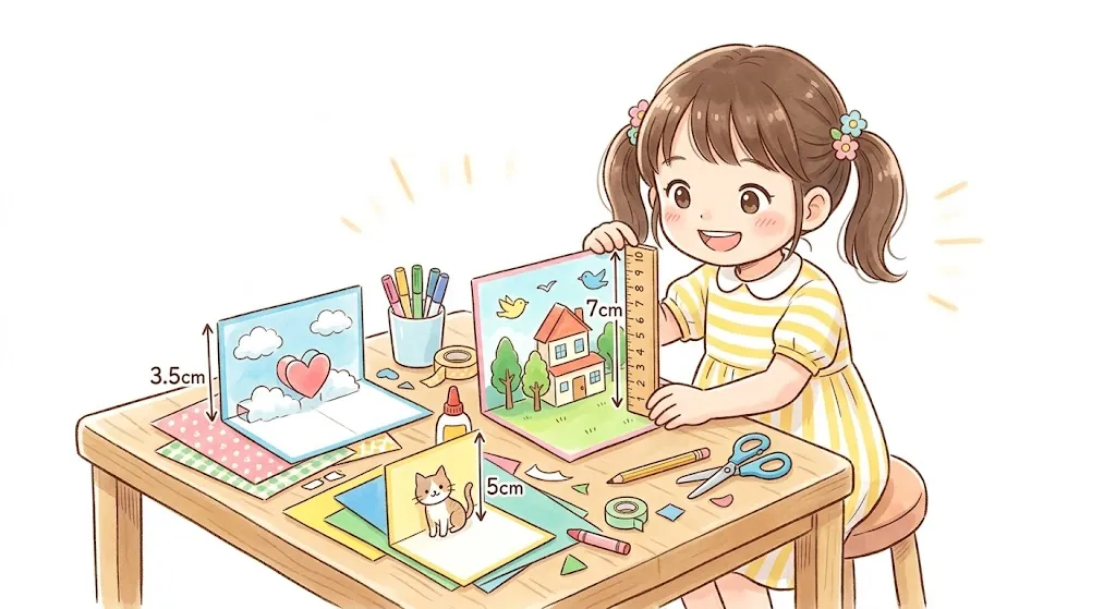 立体カードの飛び出し方を比べる