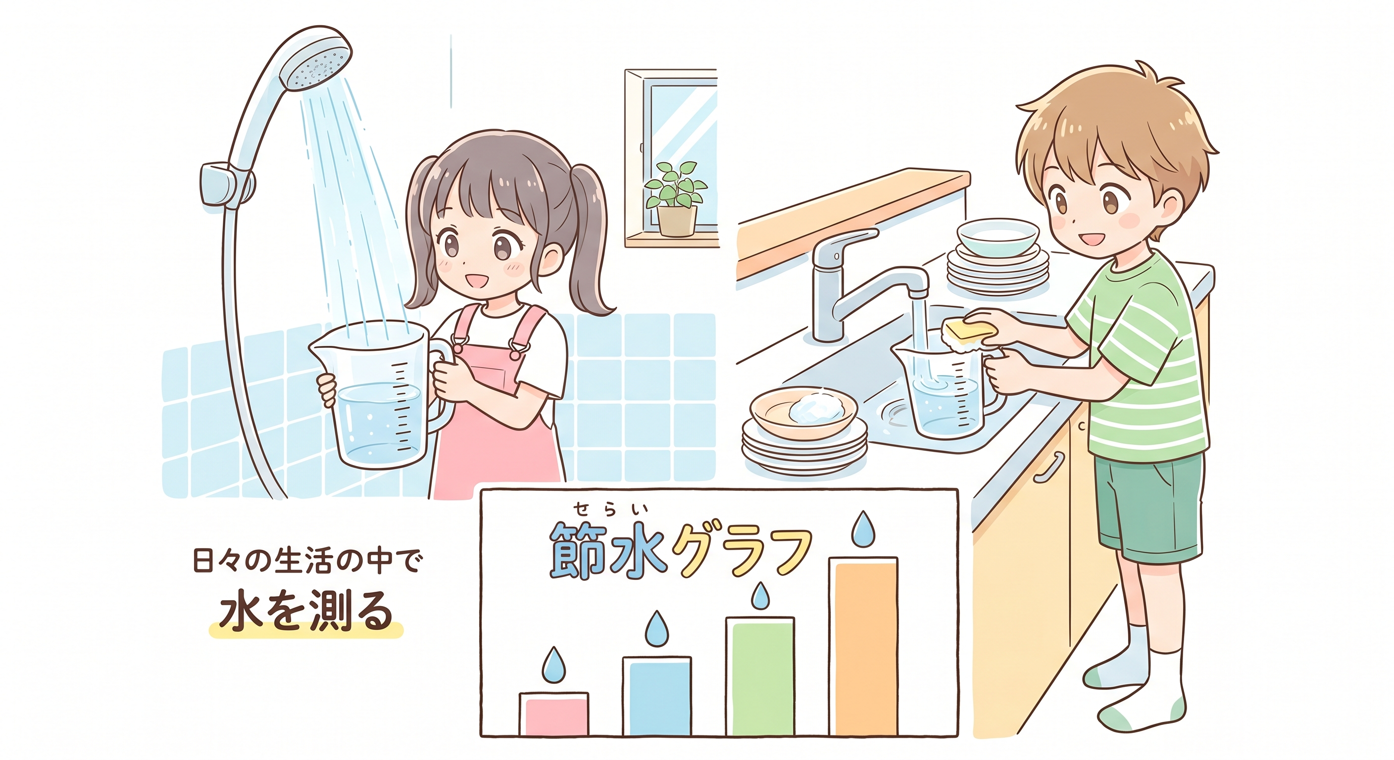 節水実験と1週間の水道代を計算する
