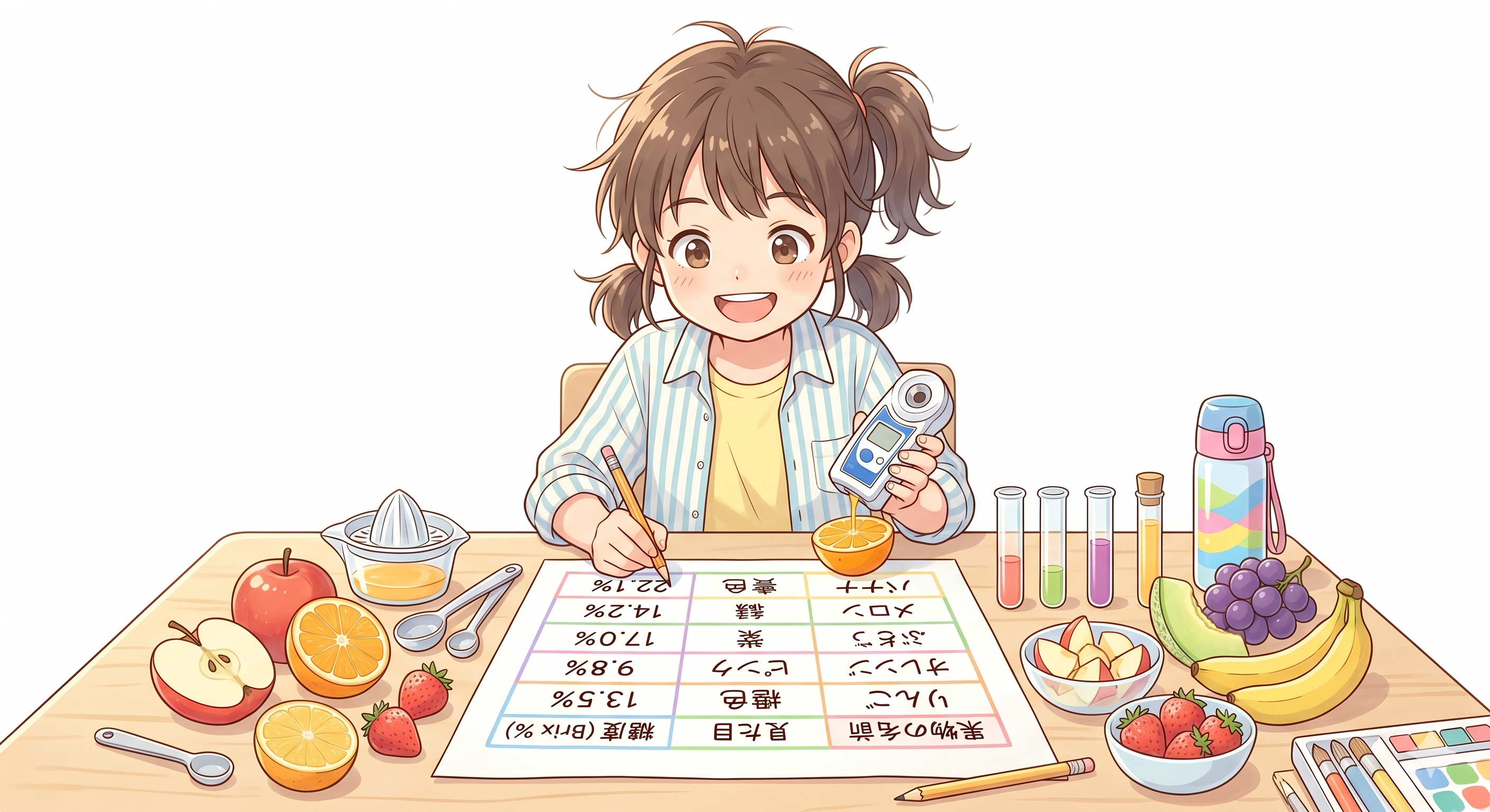 ジュースに含まれる砂糖の量を調べる