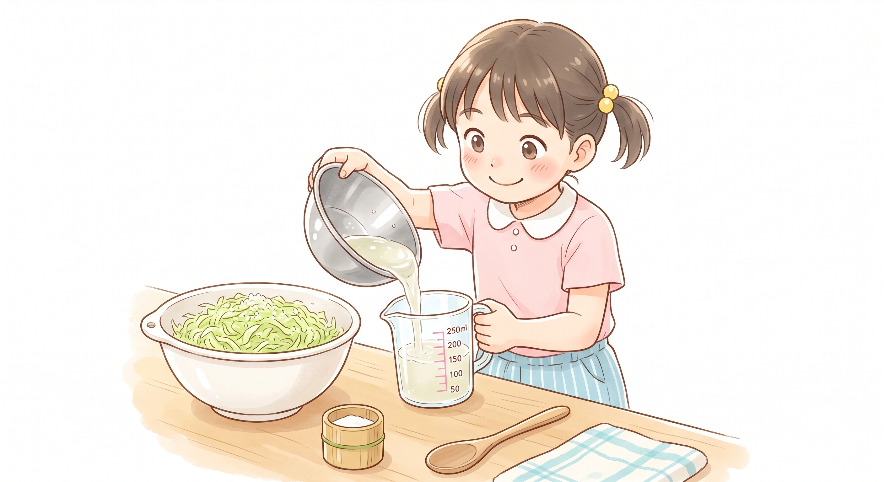 塩の量と漬物の水分変化を調べる