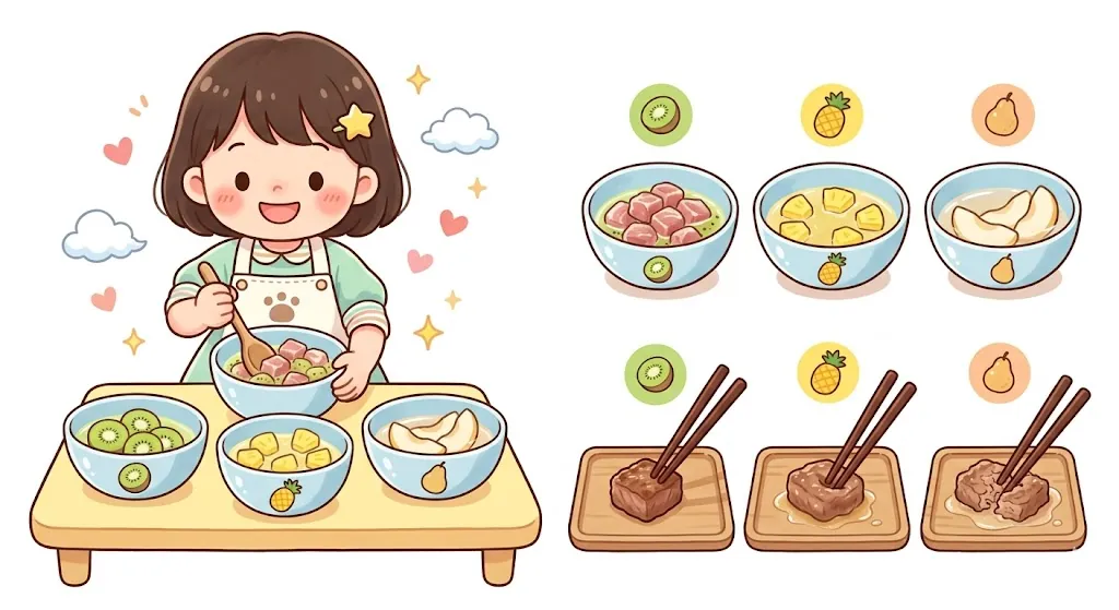 果物の酵素で肉が柔らかくなるか