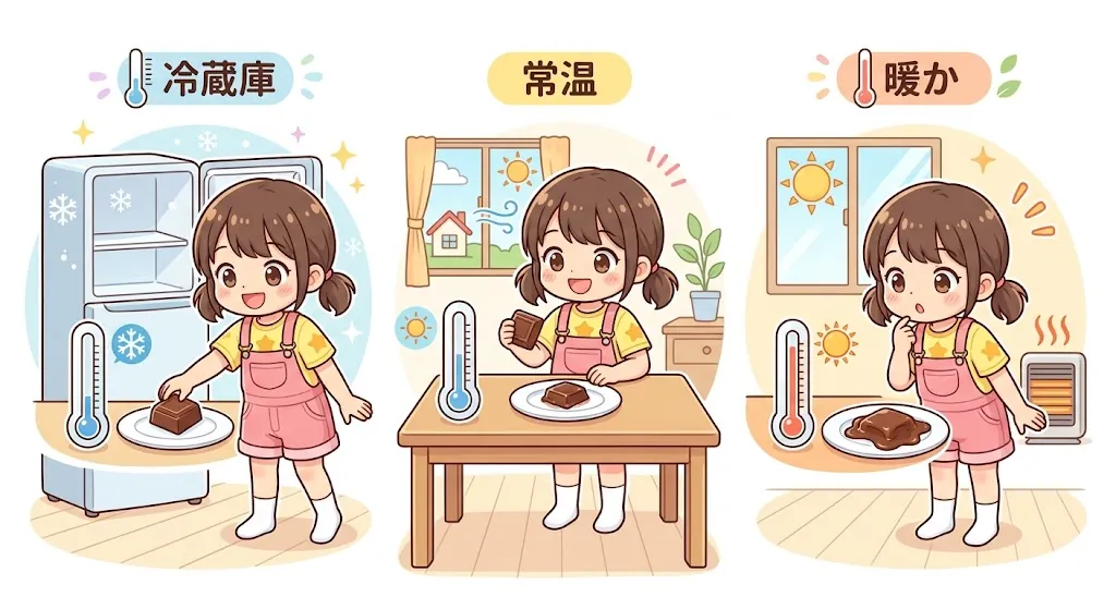 温度でチョコレートの溶け方を調べる