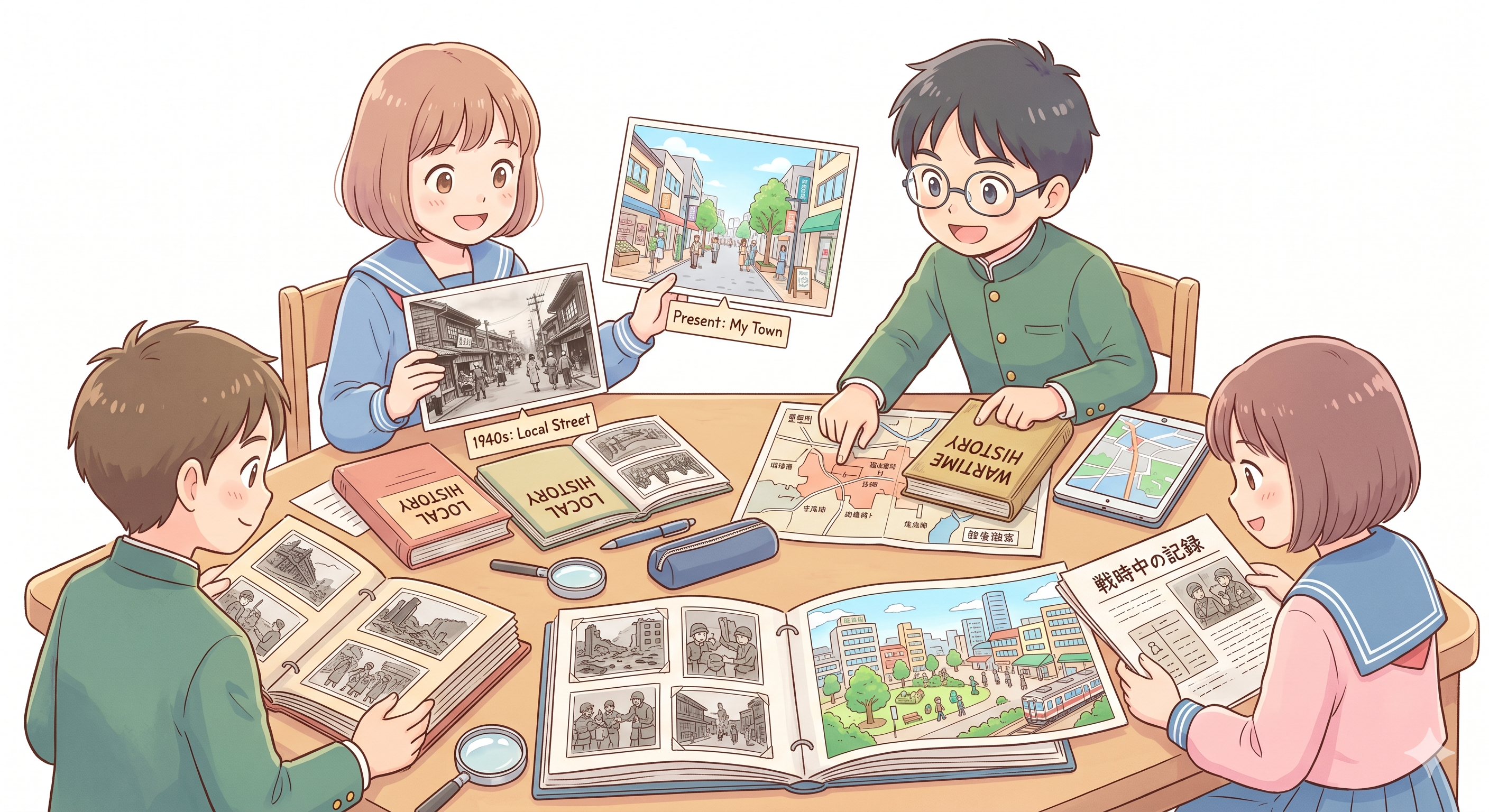 自分の町の昔と今を比べる