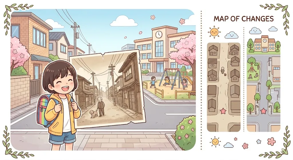 地域の昔の写真と今を比べる
