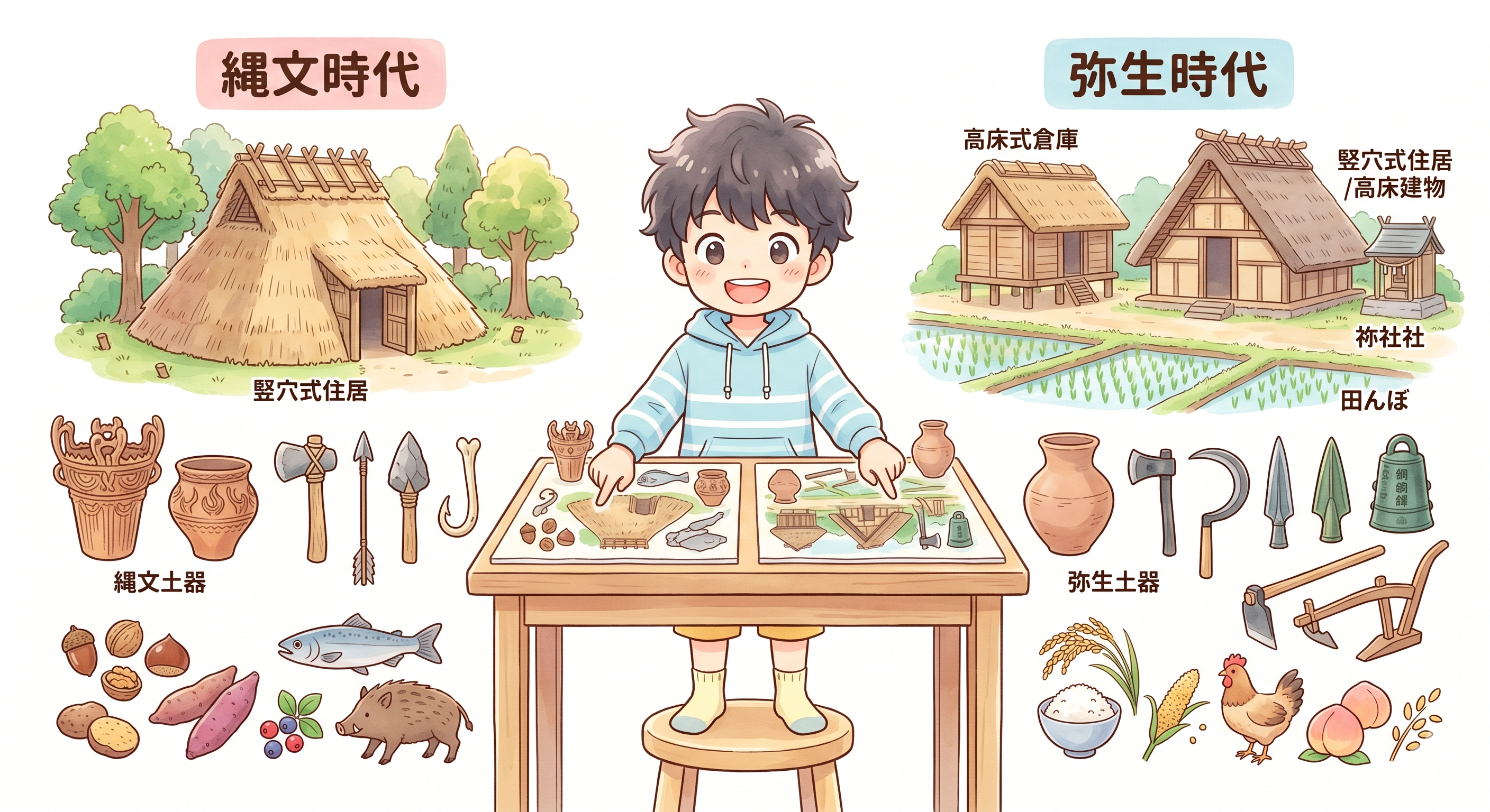 昔の道具と今の道具を比べる