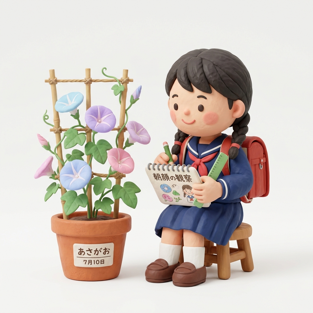 朝顔の成長観察日記