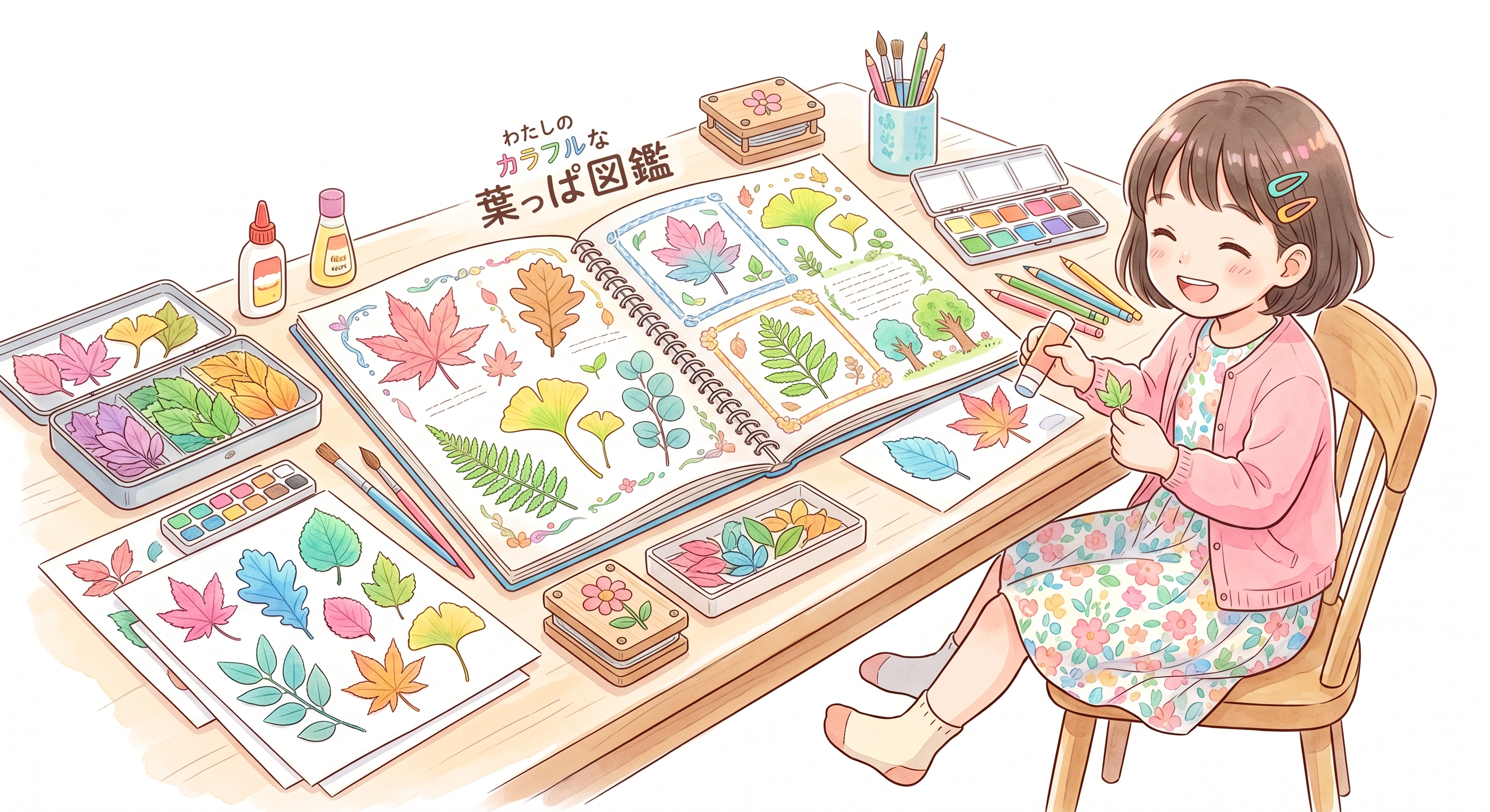 葉っぱの形を集めて図鑑を作る