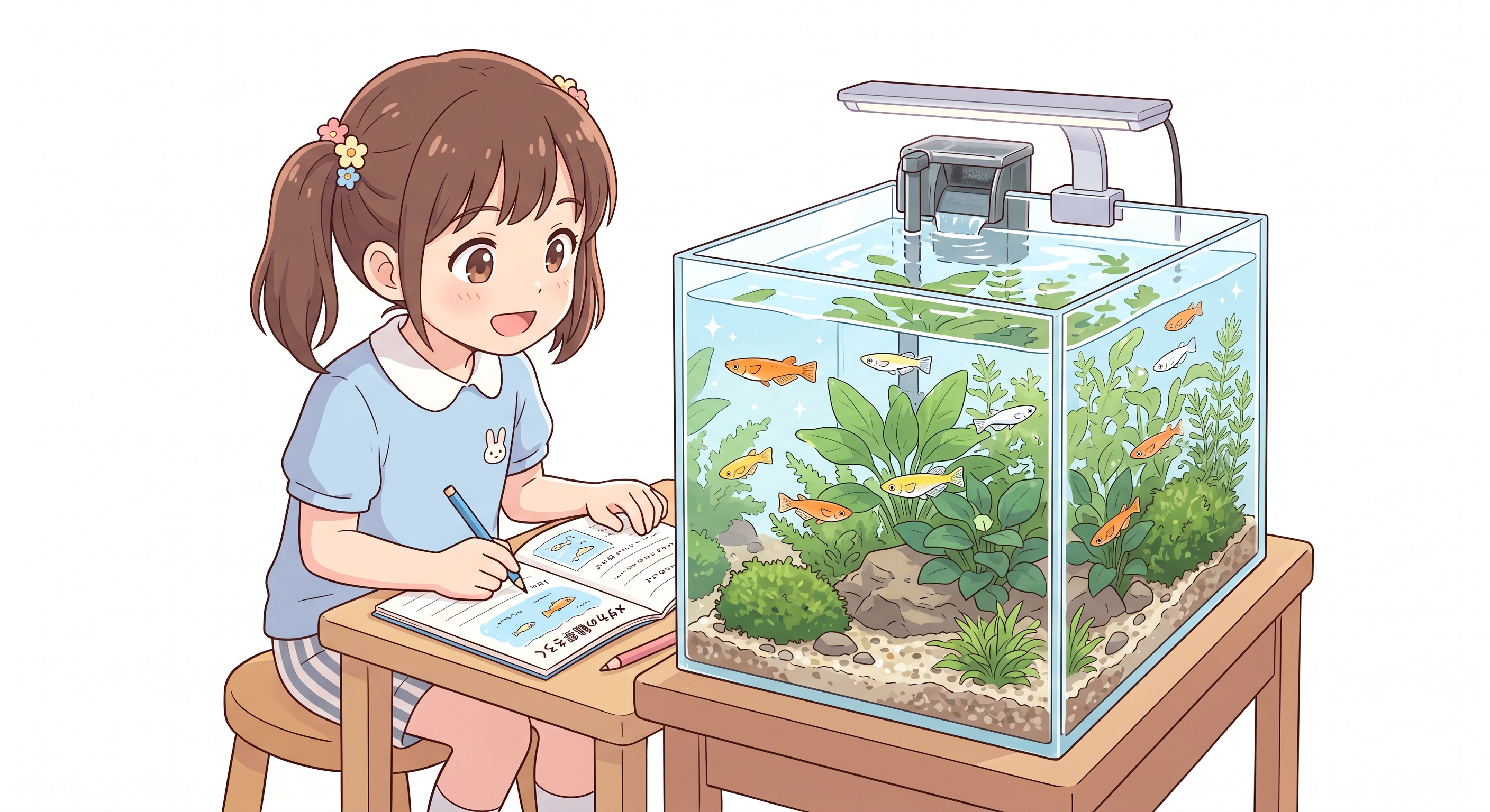 メダカの泳ぎ方・反応を観察する