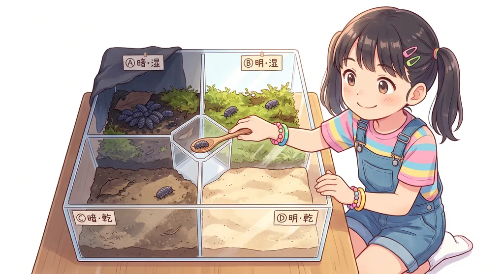 ダンゴムシが好む環境を調べる