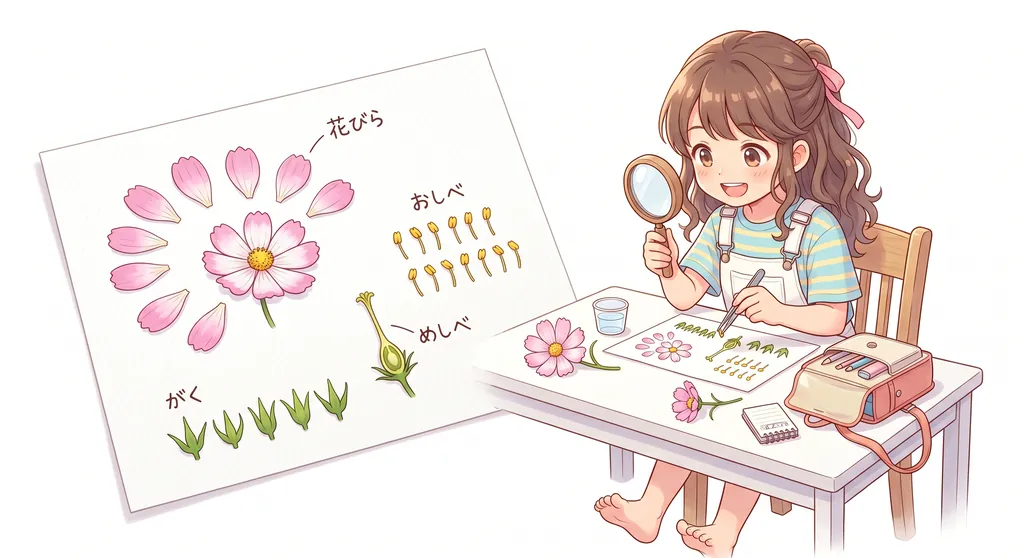 花を分解してつくりを調べる
