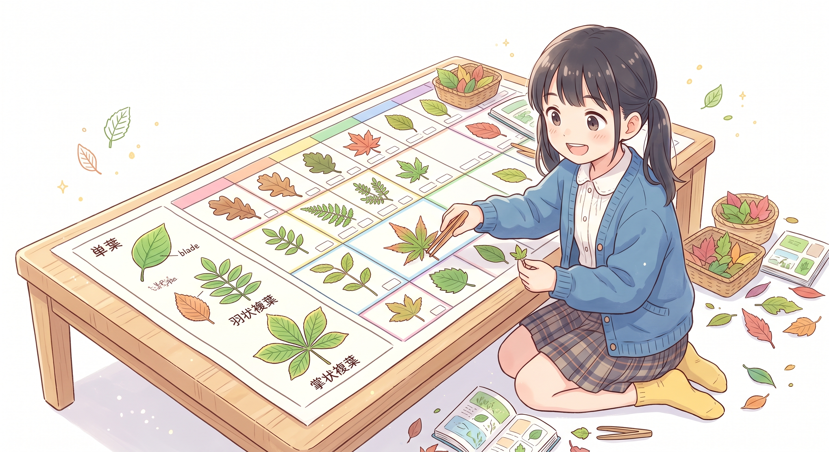 植物の葉の形を分類してまとめる