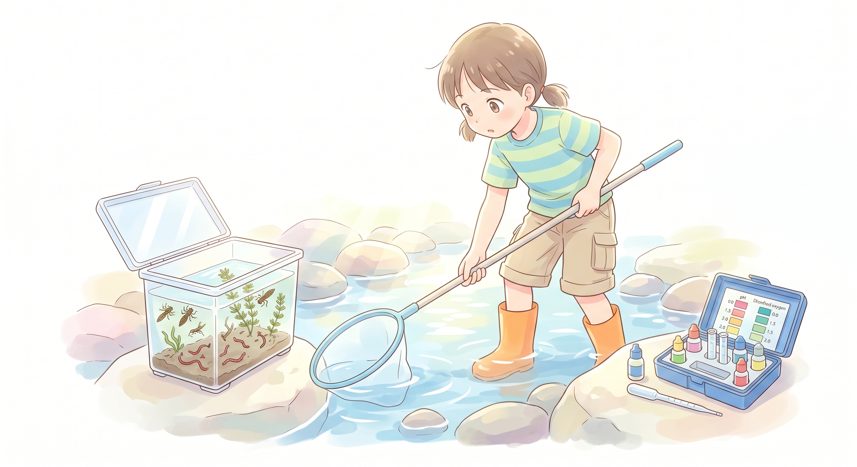川・池の生き物と水質の関係を調べる