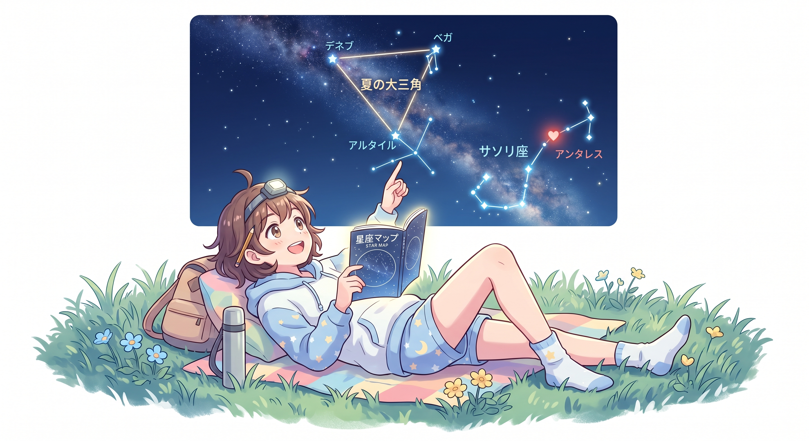 夏の星座を観察して空マップを作る