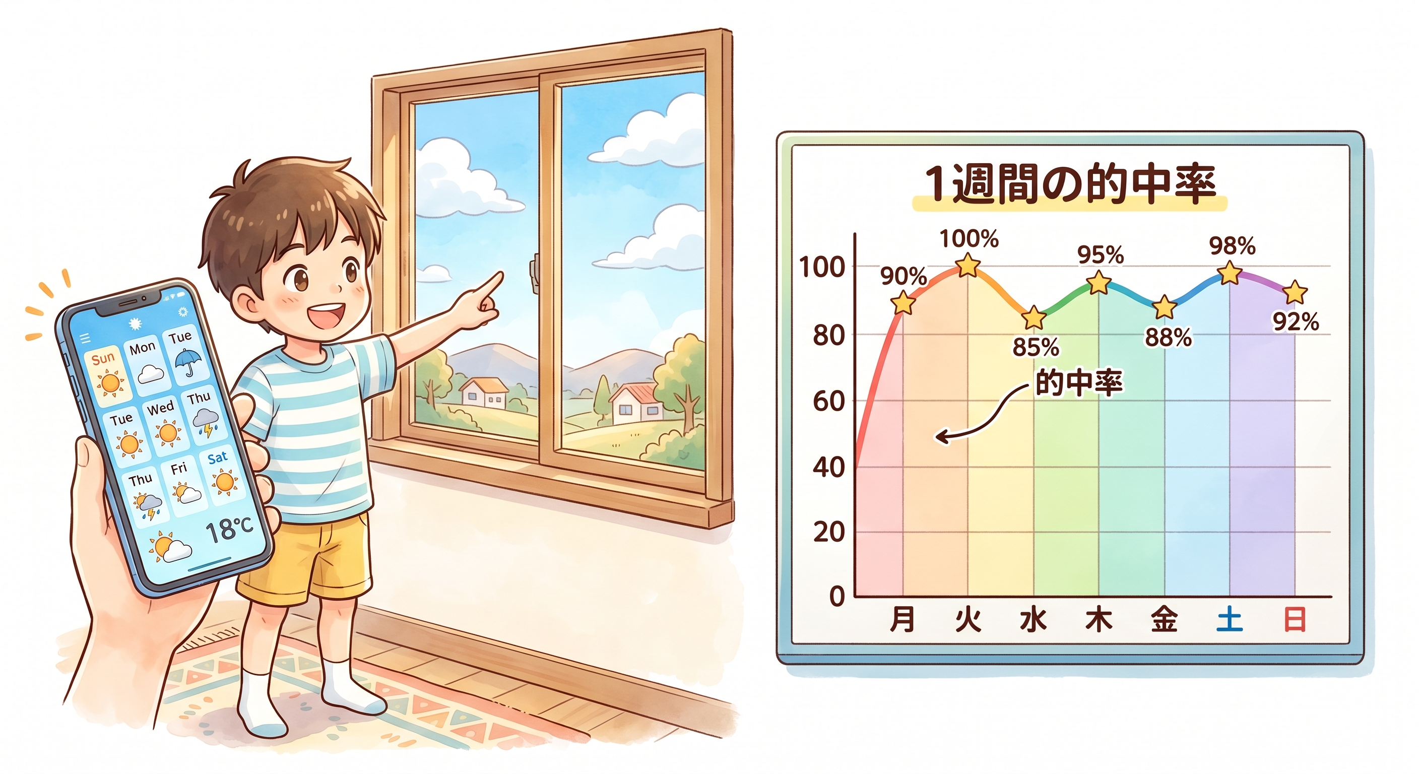 天気予報と実際の天気を1週間比べる
