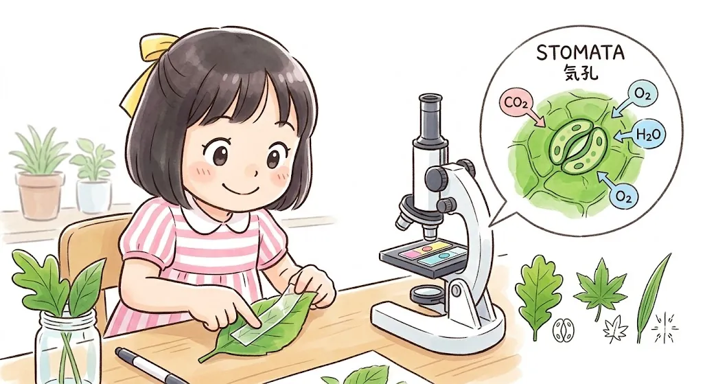 植物の葉の気孔を観察する