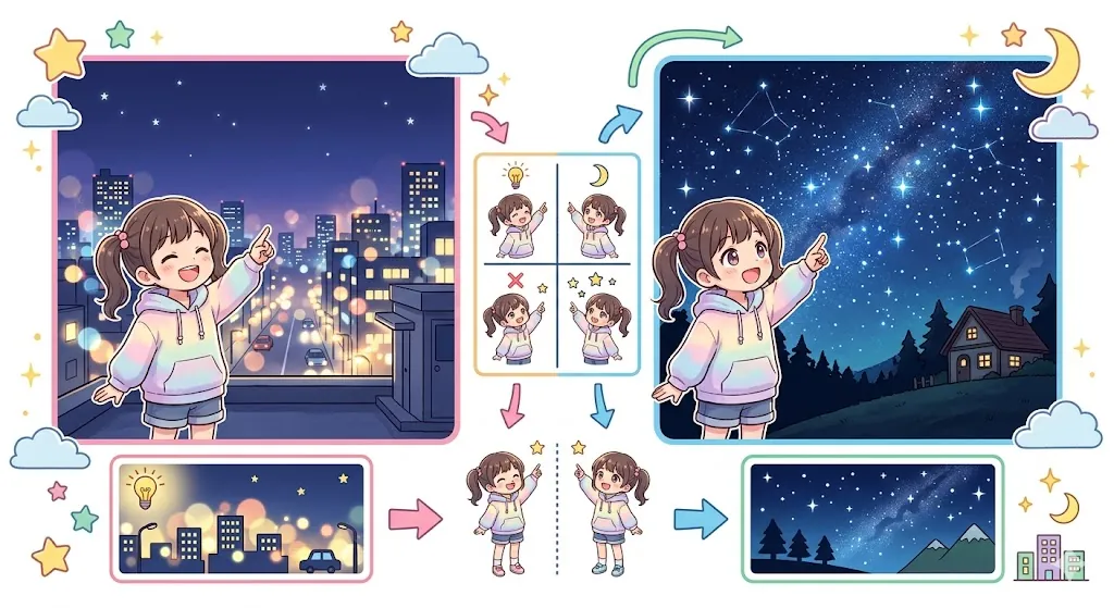 光害と星の見え方を調べる
