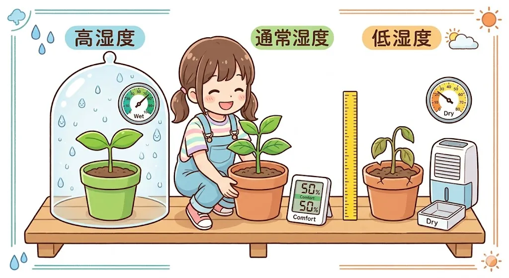 植物の成長と湿度の関係を調べる