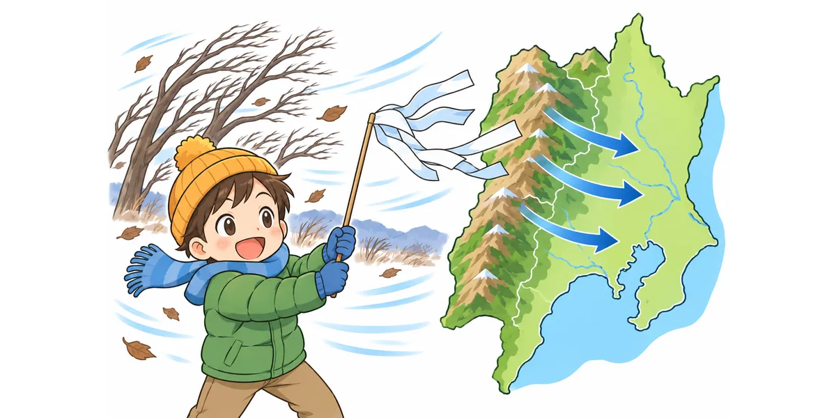 空っ風はどこで吹くのかを調べる