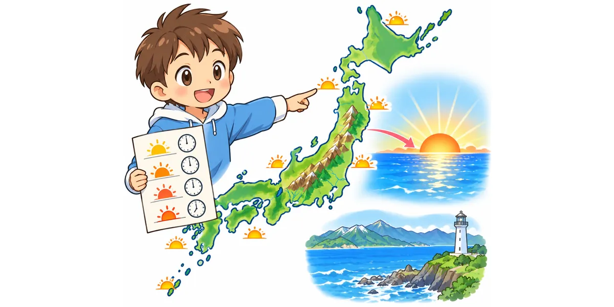 初日の出が早い場所を地図で調べる