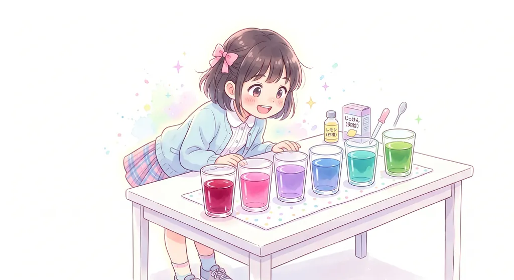 紫キャベツ液で酸性・アルカリ性を調べる