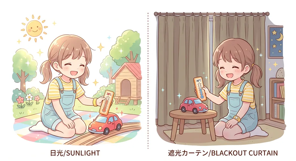 車内温度の変化を条件別に記録する