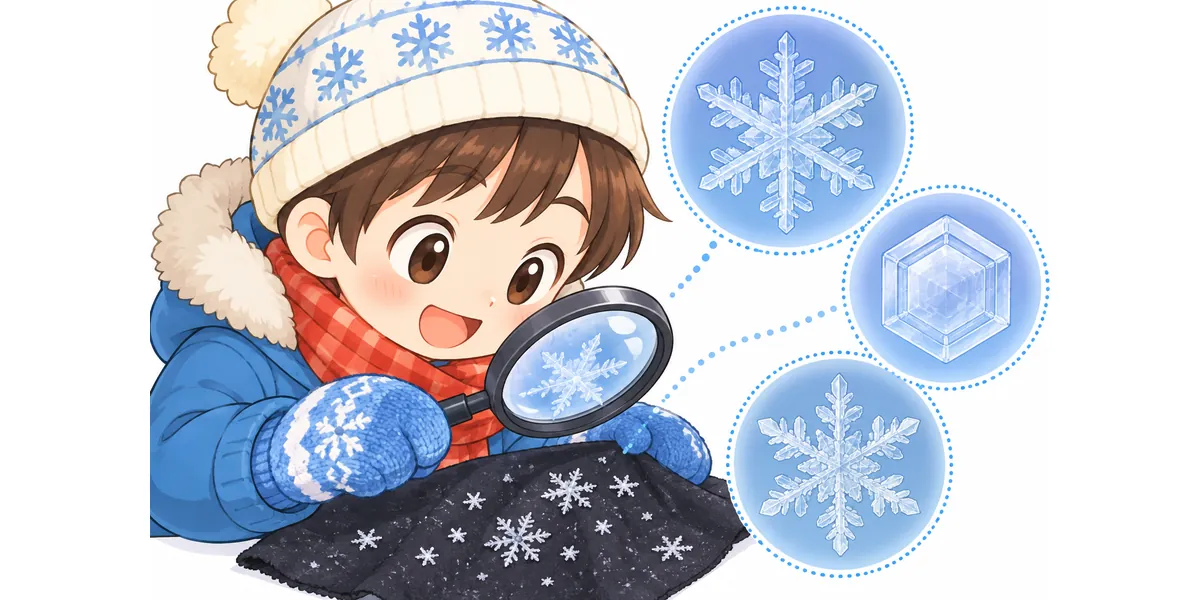 雪の結晶の形が温度で変わることを調べる