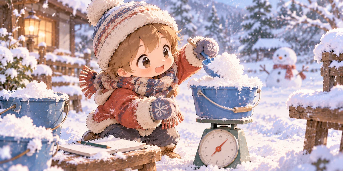 新雪の重さを量って比べる