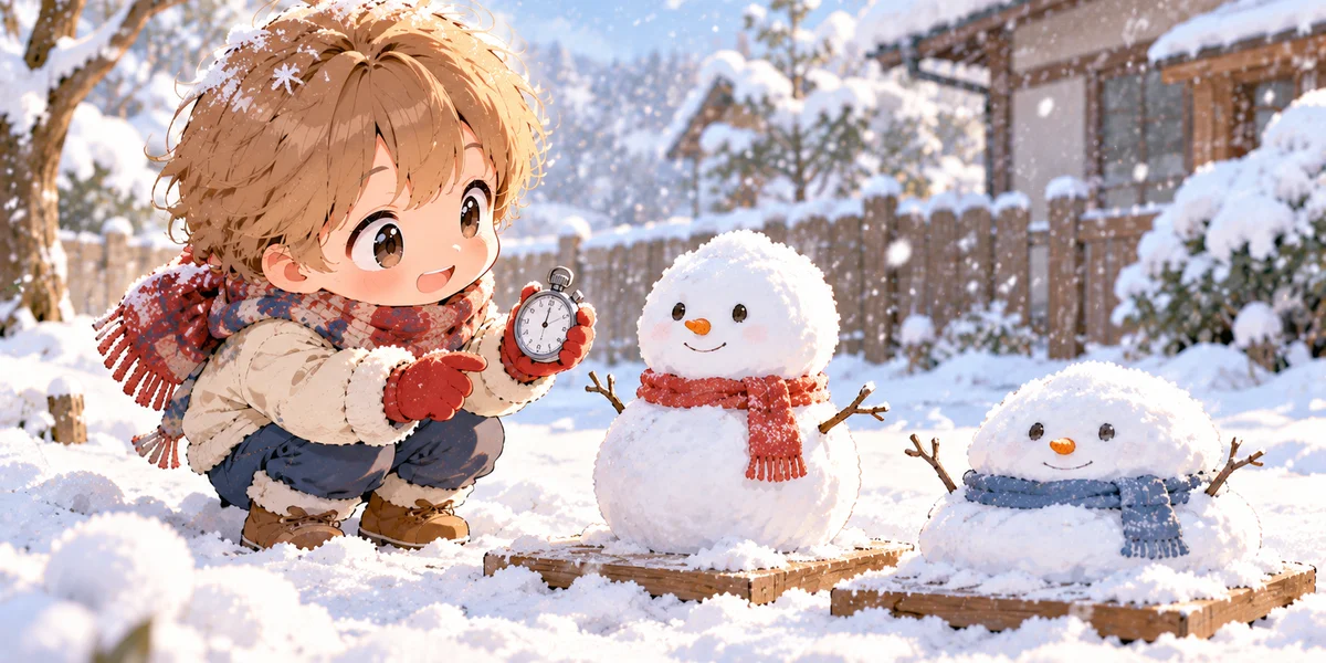 雪だるまが溶けにくい形を比べる