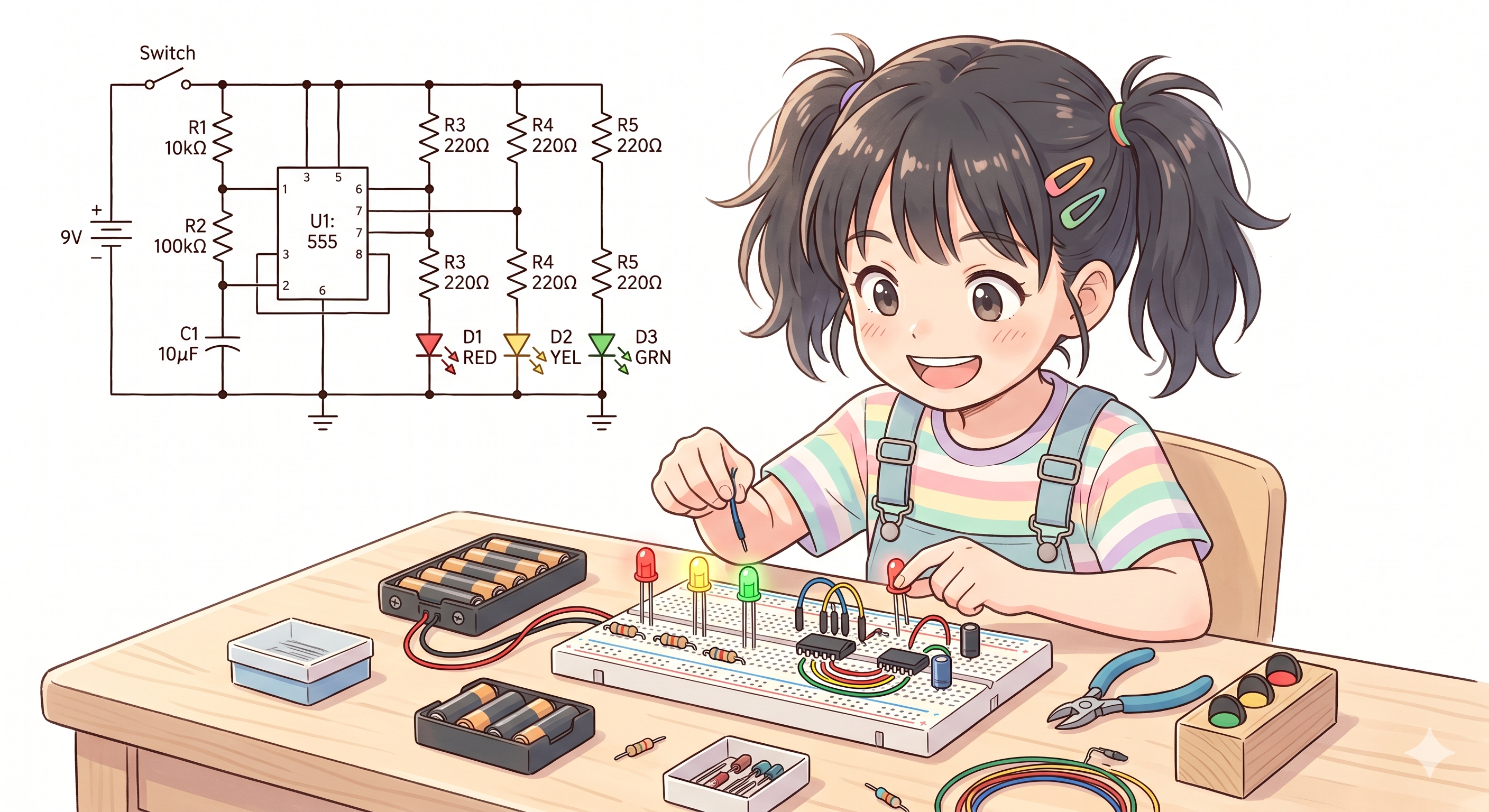 LED を光らせる電子工作
